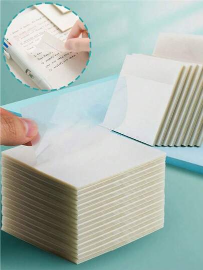 150 arkuszy przezroczystych karteczek samoprzylepnych, wodoodpornych, samoprzylepnych, wielokrotnego użytku do szkoły/biura/domu, doskonałe artykuły biurowe dla uczniów i pracowników (75 x 75 mm)