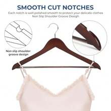 Wooden Coat Hangers 20 Pack High Grade 17.5 Inch Wood Suit Hangers with Non Slip Pant Bar - Extra Smooth and Splinter Free Walnut Finish - Acabado nogal - Ver 7