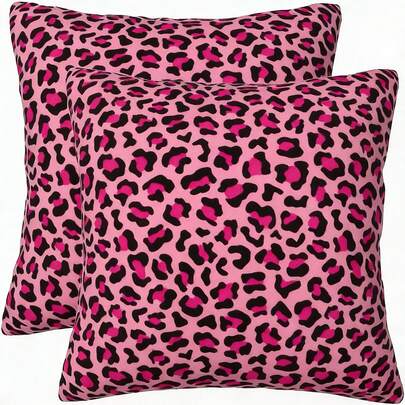 热销Y2K豹纹枕套，房间装饰，两件套，45.72厘米*45.72厘米，无填充物，适合青少年和女性
