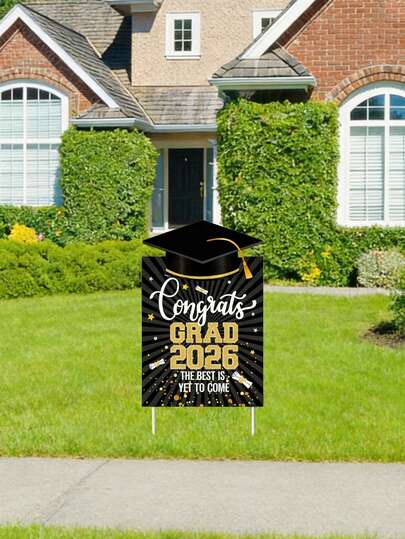 'Congratulations To The Graduates' Garden Sign, Available In A Variety Of Colour Schemes; 'Class Of 2026' Congratulatory Garden Sign; Graduation Garden Sign; Ideal For Decorating For The Class Of 2026, Home And Garden Decor, Graduation Party Decorations, And Themed Party Decorations