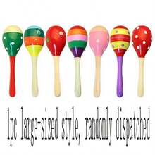 1/2/3/4/5/8 Pcs Wooden Maracas, Festive Wooden Maraca Toys, Random Pattern - Multicolor - View 6