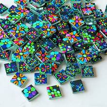 100g/200g Colorful Nightshade Flower Glass Mosaic Tiles, 2.3*2.3CM Modern Style Spray Painted Mosaic Material, Suitable For DIY Crafts, Stair/Wall Inlay Landscaping, Garden Outdoor Decor - AYZ - View 8