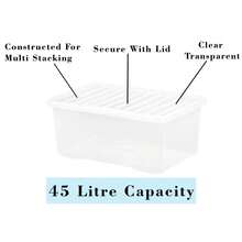 (Set Of 6) 45L Clear Plastic Storage Box With Lids Crystal Stkable Containers - View 5