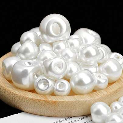 50pcs Round Pearl Mushroom Buttons, Suitable For Clothing, Dress Accessories, Handmade Scrapbooking, Garment Decoration DIY Crafts - Ideal For Handmade And Decoration