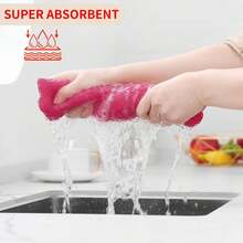 100% Cotton Kitchen Dish Cloths, 6 Pack, 12 X 12 Inches - Waffle Weave Ultra Soft Absorbent Dish Towels For Drying Dishes, Quick Drying Kitchen Towels, Dark Grey | Kitchen Cloth, Dish Rag, Cleaning Wipes - 亮粉紅色 - 查看 3