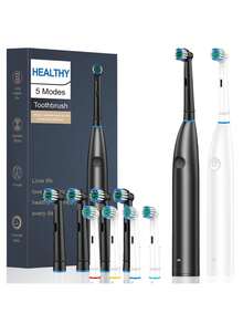 Electric Toothbrush 5 Modes Rechargeable Waterproof With 4 Brush Heads Deep Cleaning Soft Bristles For Sensitive Teeth Home Travel Oral Care - Multicolor - View 1