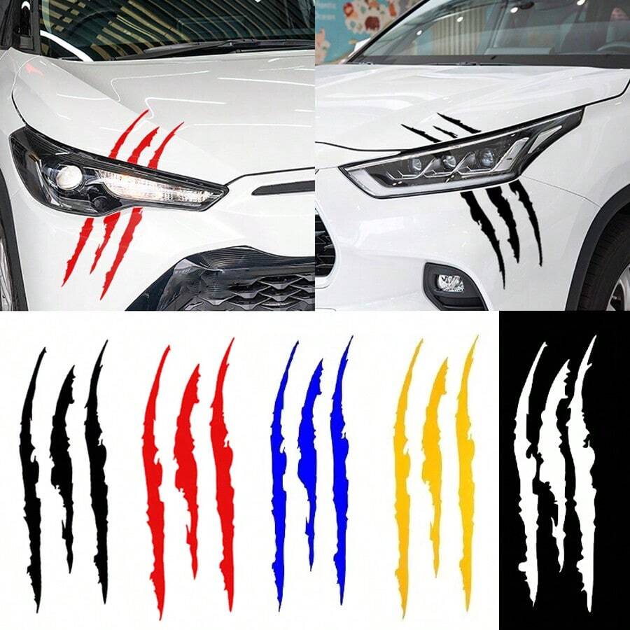 2片/1片汽车大灯贴纸 - 爪印汽车贴纸、大灯眉贴纸、刮痕贴纸，适用于跑车、SUV、皮卡、汽车车窗、摩托车等。 - 款式A - 查看 1