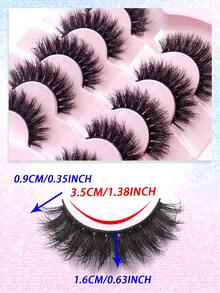 ENCHUW 5 Pairs Luxurious Fluffy Volume Dramatic Messy Faux Mink False Lashes Reusable, Soft, Comfortable Strip Lashes, Lashes, Eyelashes, Fake Lashes - Black - View 2