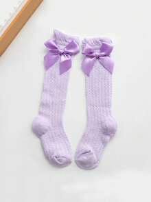 1双蝴蝶结网眼中筒袜 - 透气弹力，适合春夏男女童穿着 - 彩色 - 查看 21