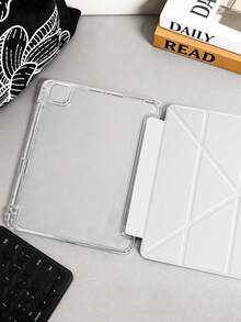 1个透明亚克力Y型折叠白色扁平保护壳，兼容iPad Mini 6/Mini 7/10.2/10.5/Air 4/Air 5/10.9/Pro 11/第十代/12.9/Air 11英寸(M2)-2024/Air 13英寸(M2)-2024/Pro 11英寸(M4)-2024/Pro 13英寸(M4)-2024/Air 13(M3 2025)/Air 11英寸(M3) 2025/(A16) 11英寸第十一代2025，多折叠可调节支架，内置笔槽，高透明亚克力后盖，防摔，支持睡眠/唤醒功能，简约/经典/休闲风格保护壳，产品不含笔，部分型号配有镜头框 - 白色 - 查看 6