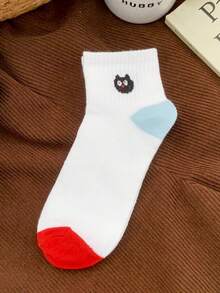 1/5 双春夏百搭薄款透气波点条纹可爱中筒短袜 - 彩色 - 查看 16