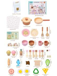 Wooden Children's Pretend Play Teddy Bear Cooking Pot Set, Kitchen Toys For Boys And Girls - Multicolor - View 7