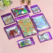 100-Pack 2*2 Inch Mylar Bags With Clear Window Holographic Resealable Sealable Packaging Zip Bag For Small Bussiness Jewelry Candy Sample Food Packing Supplies Dark Purple - 深紫色 - 查看 3