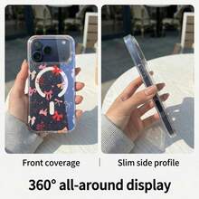 Pink Bow Transparent Glitter Phone Case Compatible With IPhone 17, 17 Pro, 17 Air, 17 Pro Max, Suitable Compatible With Apple 16 Pro Max/15/14/13 Pro Max, Pattern Won't Fade, Protective Phone Case - Pink Bow - View 5