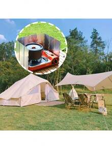 1pc Silver, 10pcs/Set Foldable Windshield, Aluminum Alloy Material , Essential Accessory For Hiking, Picnic, Camping Outdoor Cooking - View 9