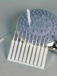 Bộ 10 cọ vệ sinh đầu vòi sen đa năng màu trắng, thích hợp cho việc vệ sinh phòng tắm và nhà cửa. - 1 cọ + 6 cọ thay thế - Xem 10