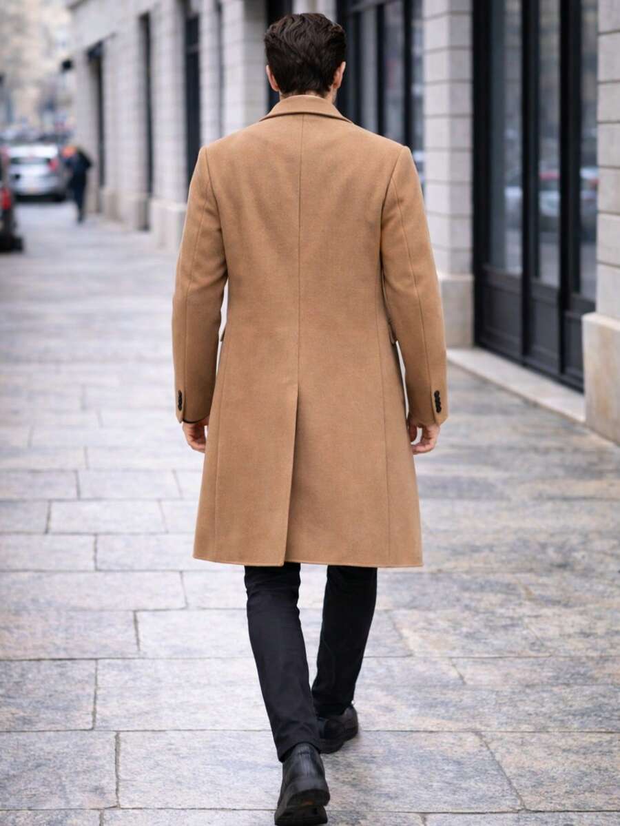Italian Style Overcoat Autumn / Winter Loose Button Overcoat - Marrón Mocha - Ver 1