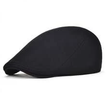 Classic Men's Wool Beret – Elegant Retro Fashion - 黑色 - 查看 1
