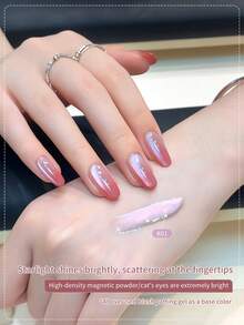 12毫升 猫眼凝胶指甲油 - 高密度磁性粉末，透明底油，不泛灰，多功能可叠加美甲凝胶，打造腮红美甲（#01/#02/#03）1支/3支装 - 彩色 - 查看 6