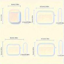 Translucent Starry Powder Blue Rice + Hoop Earphone Case, Compatible With Apple 4 Case Fashionable Women's Earphone Case / Minimalist Earphone Case - 白色 - 查看 6