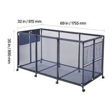 Pool Storage Bin, 69 X 32 X 35 In, Rolling Pool Float Storage Organizer With Side Pockets & Noodles Holder, Durable Metal Frame, Poolside Toys Breathable Mesh Basket For Swimming Pools - Metal stand 69*32*35 inch - 查看 10