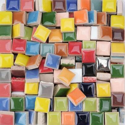 180克/6.35盎司混合色陶瓷马赛克砖，DIY创意陶瓷马赛克砖，适用于DIY工艺品盘子、花盆、花瓶、杯子等马赛克制作材料