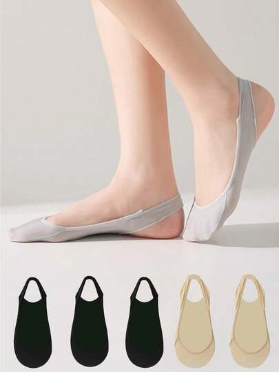5/10 Đôi tất nữ mùa hè chống trượt, không đường may, thoáng khí, màu trơn, kiểu dáng casual đi thuyền