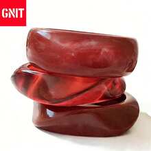 GNIT 女士时尚不对称造型手链，适合作为礼物送给朋友 - 酒紅色 - 查看 13
