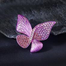 1枚优雅精致的紫色蝴蝶胸针，适合女性日常、派对、西装、连衣裙、母亲节、情人节、节日礼物等场合佩戴。 - 紫色 - 查看 6