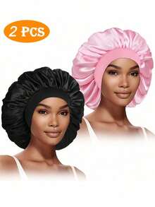 3/2/1 Set Satin Shower Cap, Hair Net, Silk Hat, Suitable For Hair Care, Home And Bathroom Use, Autumn/Winter Silk Hat, Shower Cap, Suitable For Skincare, Face Washing, Sleeping, Home Use, Blow Drying, Cleaning; Student Supplies, Bathroom Supplies, Home Supplies, Bathroom And Hair Care Accessories - Thickened version - View 11