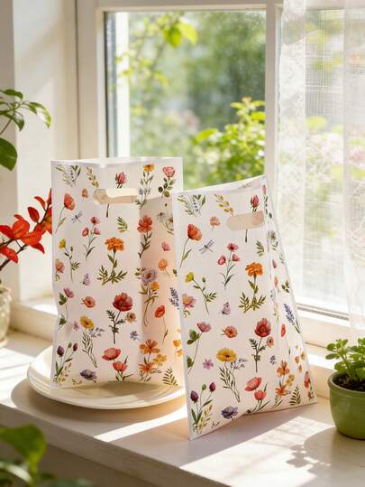 50 piezas/paquete - Bolsas de regalo de flores silvestres, adecuadas para pequeños regalos, tarjetas de agradecimiento y otros bolsas de embalaje de regalos. También adecuado para bolsas de regalo de margaritas de primavera/verano, al por mayor. Muy adecuado para recuerdos de fiesta, campamento y viajes, reuniones, bodas y decoraciones de fiestas de cumpleaños, regalos y decoraciones de ducha de novia, regalos y decoraciones de primavera.