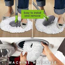 2026 Hot Spring Summer Masthome Pedal Spin Mop Bucket Cleaning System, Easy Wringing Microfiber Floor Mop With 3 Washable Pads, 360 °   Spinning Mop And Bucket With Wringer Set, Effortless Household Cleaning Tool For Home Kitchen Office, Perfect For Daily Use, Birthday Party, Holiday Cleaning & Ideal Festival Birthday Gift For Family, Friends, Homeowners - 綠色+深灰色 - 查看 6