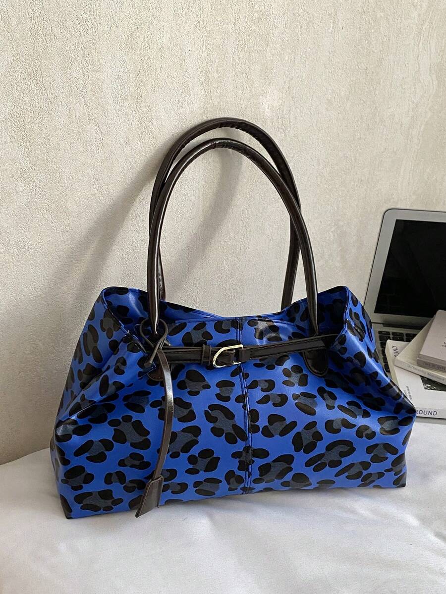 1个女士大容量手提包，女士PU皮革单肩包/手提包，女士休闲经典简约商务风包，时尚通勤包，黑色、白色、棕色、银色