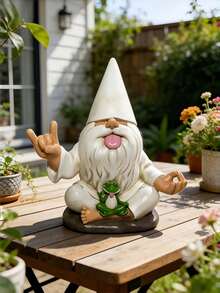 1件冥想瑜伽花园小矮人雕像，带青蛙 - 一款有趣且富有想象力的树脂小矮人雕塑，非常适合户外露台和家居装饰，是户外园艺爱好者的理想礼物。 - 多色 - 查看 2