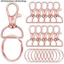 5/10/20/30/45/60pcs D-Shape Swivel Hooks Keychain Clips With Keyring, Hardware For Keychain, Lanyard, Wallet DIY Crafts - Keychain With Ring - View 34