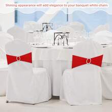 150 Pieces Spandex Stretch Chair Sashes Bows Elastic Chair Cover Bands Ties With Slider Wedding Party Reception Events Universal Ceremony Banquet Decorations (Gold) - Red - View 6