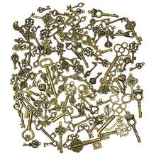 125 PCS Vintage Skeleton Key Set Charms JIALEEY Mixed Antique Style Bronze Brass For Pendant DIY Jewelry Making Wedding Party Favors - 如圖所示 - 查看 5