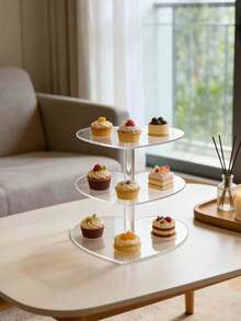 亚克力纸杯蛋糕架塔甜点桌展示套装透明圆形支架，适用于派对、婚礼、生日等场合的食品展示架，可重复使用的迷你蛋糕层架纸杯蛋糕架，纸杯蛋糕架 - 彩色 - 查看 6