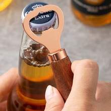 1 chiếc dụng cụ mở nắp chai bia bằng gỗ keo, tay cầm bằng gỗ nguyên khối, màu vàng hồng, dụng cụ mở rượu vang để bàn thiết kế độc đáo, dụng cụ mở nắp chai bằng thép không gỉ. - Xem 13