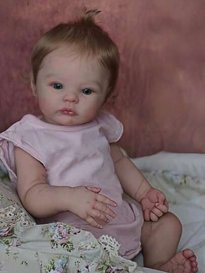 18 tum/45 cm söt reborn babydocka, perfekt present till flickor, handgjord hel vinylkropp, 3D realistisk texturerad hud, perfekt samlarpresent till jul/födelsedag/Thanksgiving