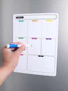2pcs Magnetic Fridge Calendar Whiteboard - Magnetic Dry-Erase Monthly Planner With Magnetic Board, Calendar Grid & Notes Section, Office - Magnetic Strip Compatible - A - View 5