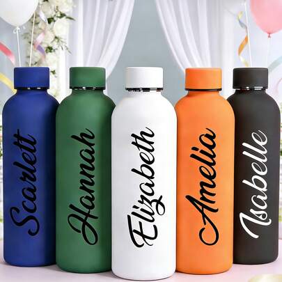 1pc Customized Double-Wall Stainless Steel Coffee Mug/Soda Bottle, Sports Water Bottle , 500ml/17oz Customizable Name Insulated Tumbler, Multiple Colors Available, Suitable For School, Holidays And Birthday Gifts For Men And Women