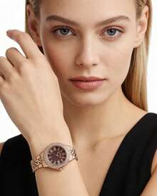 Juicy Couture Đồng hồ nữ, đồng hồ đeo tay nữ kiểu dáng thanh lịch, mặt số màu nâu, 32mm. - Hoa hồng vàng - Xem 2