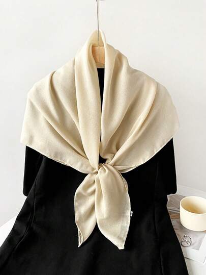 1 pieza Pañuelo cuadrado de 90cm de mezcla de lino liso, pañuelo/chal minimalista para mujer