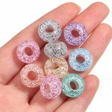 30 hạt/gói hạt acrylic lấp lánh pha lê, lỗ lớn 14mm, hạt rời tuyệt đẹp để làm trang sức, phụ kiện thủ công DIY làm băng đô cài tóc và dây đeo điện thoại, hiệu ứng ánh kim. - hạt - Xem 5