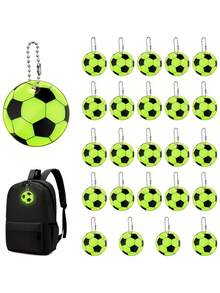 10 piezas Llaveros de balón de fútbol reflectantes por ambos lados | Llaveros de mini fútbol, impermeables y duraderos - Adecuados para mochilas, bicicletas, caminar y correr, excelentes para ocasiones festivas - Ver 10