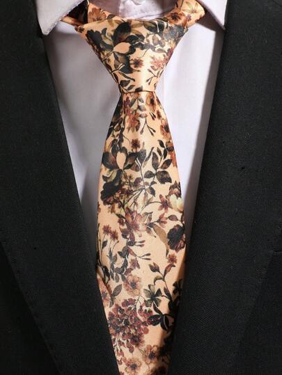 1pc Men's Vintage Ditsy Floral Necktie, Casual & Formal Versatile Neckwear, Multiple Colors Available