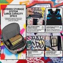 1pc Graffiti Ground Pattern Backpack With Plaid Design, New Lightweight Printed Backpack, Fashionable Commuter Bag, Large Capacity Travel Bag, Adjustable Shoulder Strap, Suitable For Teenagers, Back To School, Valentine's Day Gift, Gift For Friends, Gift For Men, Fun Gift - 灰色 - 查看 7
