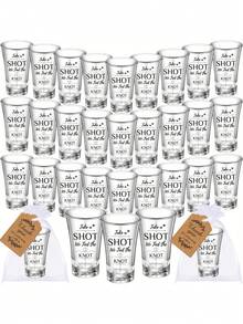 YESTARY Bộ 20/30 ly acrylic làm quà tặng đám cưới, ly acrylic 1.2oz kèm nhãn dán "Chúc mừng cặp đôi mới cưới" và túi quà, thích hợp cho đám cưới, tiệc cô dâu, tiệc trà, quà cảm ơn và nhiều dịp khác. - màu đen - Xem 9