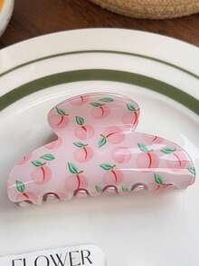 1pc/3pcs Geometric Pattern Casual Acrylic New Spring/Summer Fruit Print Hair Clips, Kiwi, Lemon, Shark, Fresh Style Hair Clips - Multicolor - View 11